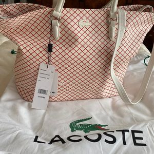 Lacoste Orange Lattice Shopping Bag